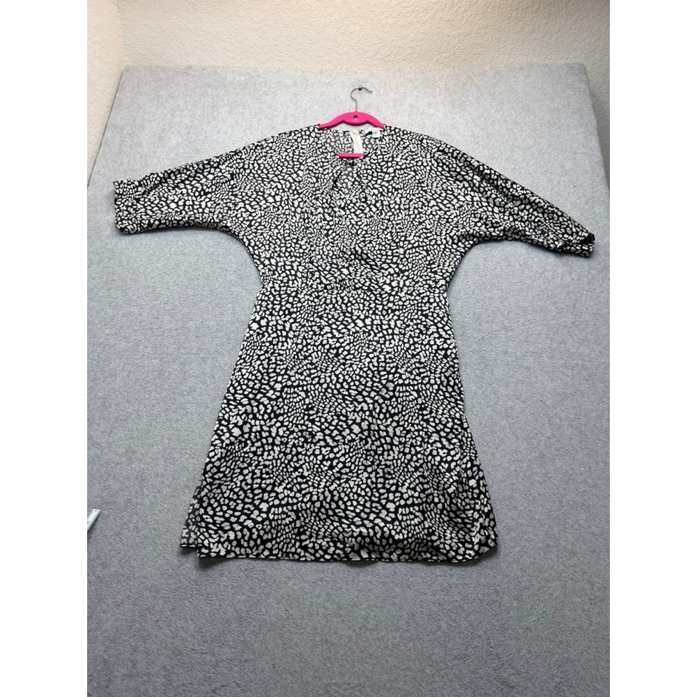 Calvin Klein Women 14 Black White Animal Print Dolman Sleeve Sheath Dress